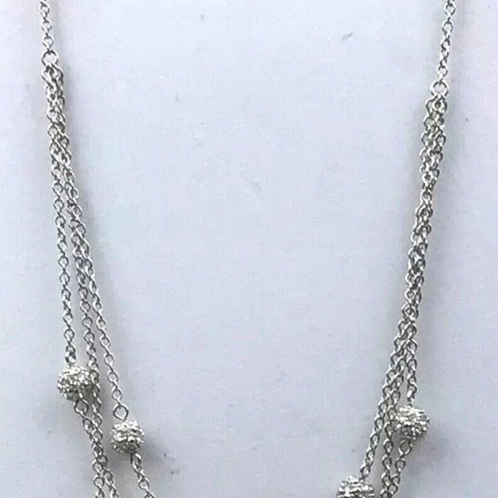 MARGAUX By CAROLEE Romantic Clear Rhinestone Ball Bead Station Layered Necklace - Picture 2 of 3